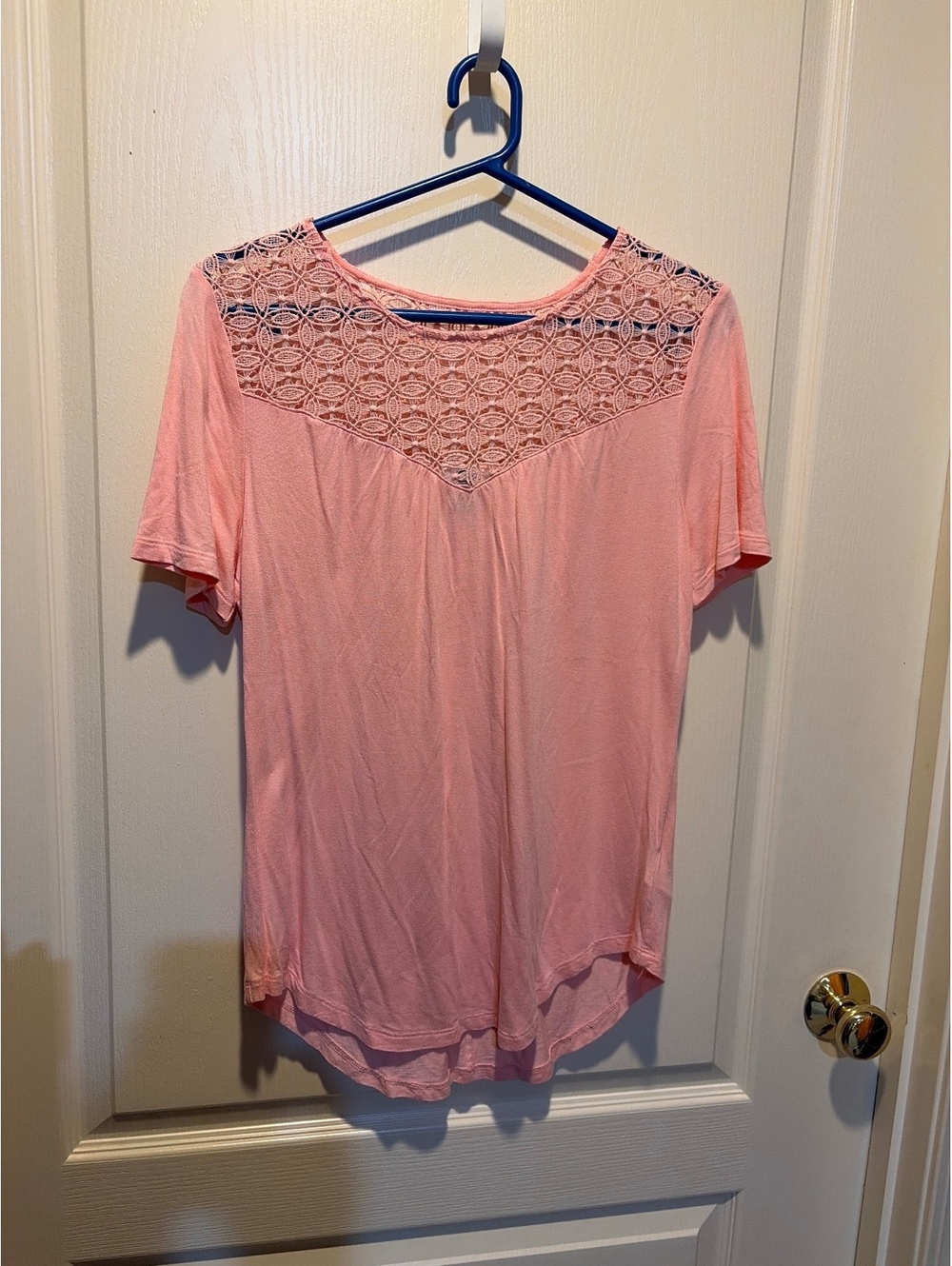 Old Navy Women's Medium Pink Lace Detail T-Shirt